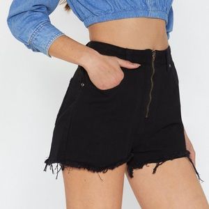 High waisted zip shorts